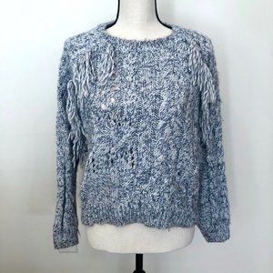 Bershka Blue/White Knit Tassel Sweater